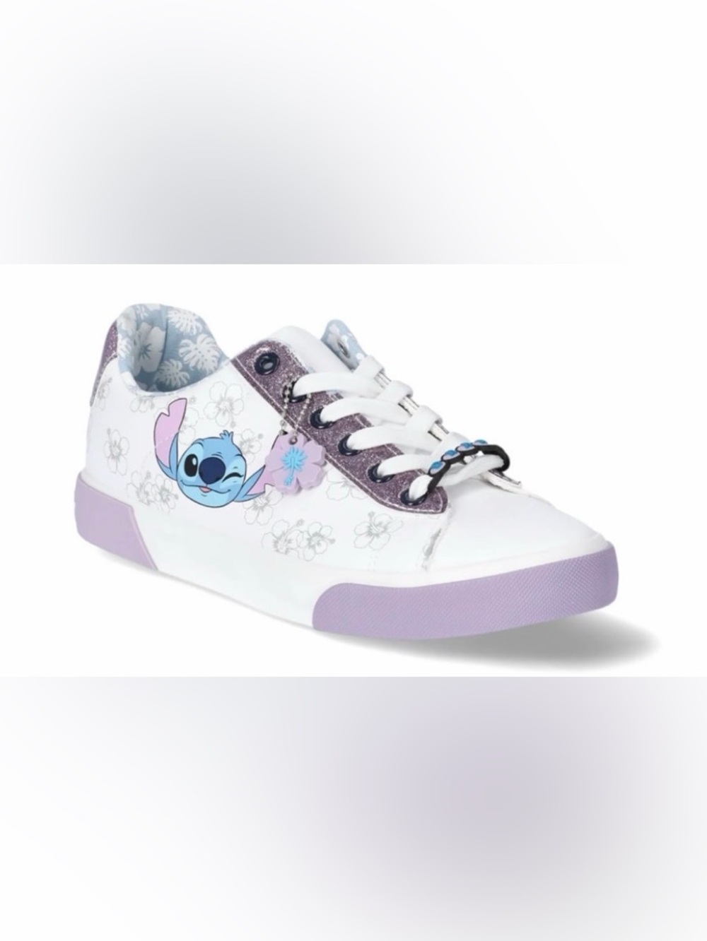 Disney Stitch White & Purple Glitter Low-Top Sneakers